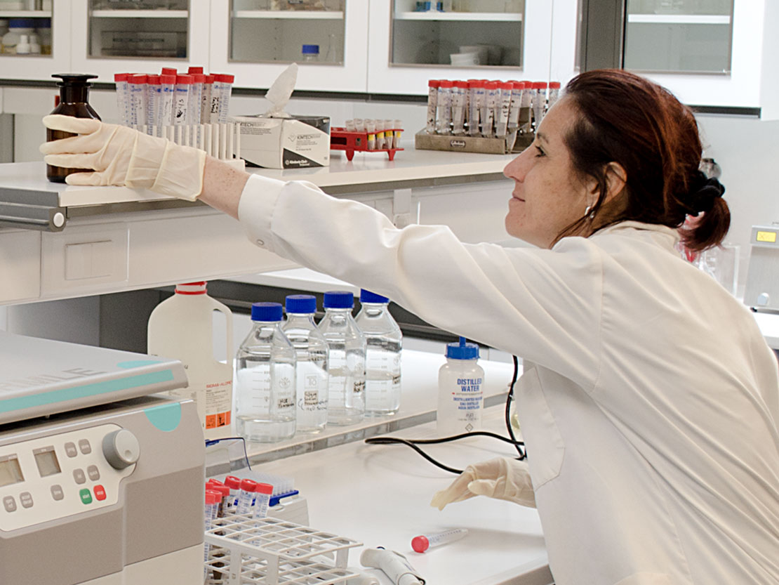 A scientist works inside the Wiener Laboratory